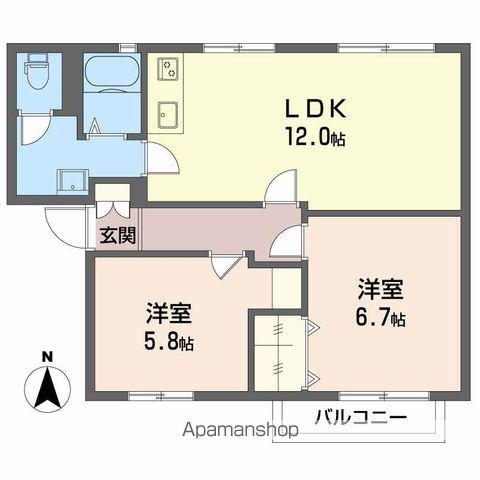 グランドール日永(2LDK/2階)の間取り写真