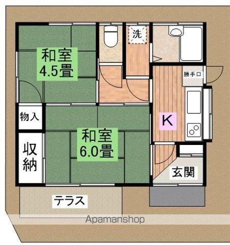 東武鉄道東上線 川越市駅 徒歩13分 1階建 築51年(2K)の間取り写真