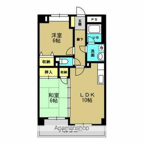 メルベーユ比良(2LDK/3階)の間取り写真