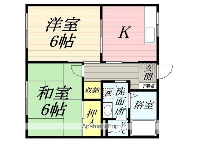 ディアコートE(2K/1階)の間取り写真