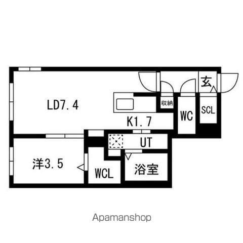 南4条西25丁目MS(1LDK/3階)の間取り写真