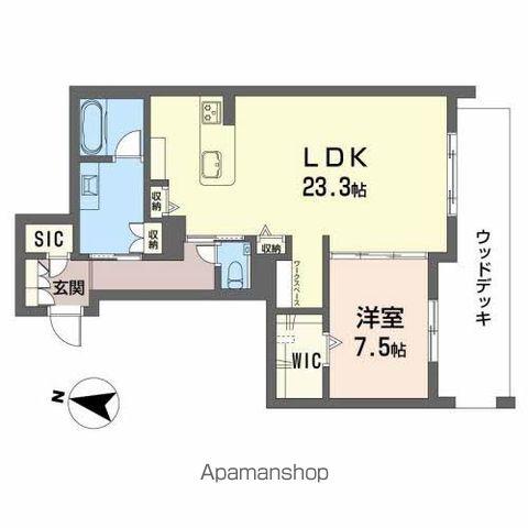 名鉄瀬戸線 東大手駅 徒歩6分 4階建 築2年(1LDK/1階)の間取り写真