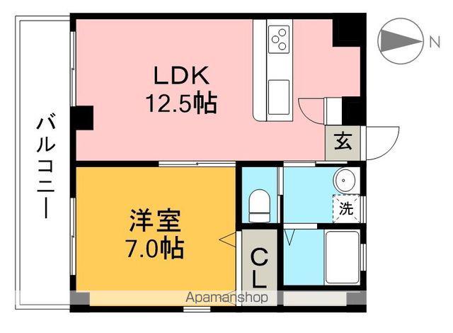 ヴュー鏡川(1LDK/2階)の間取り写真