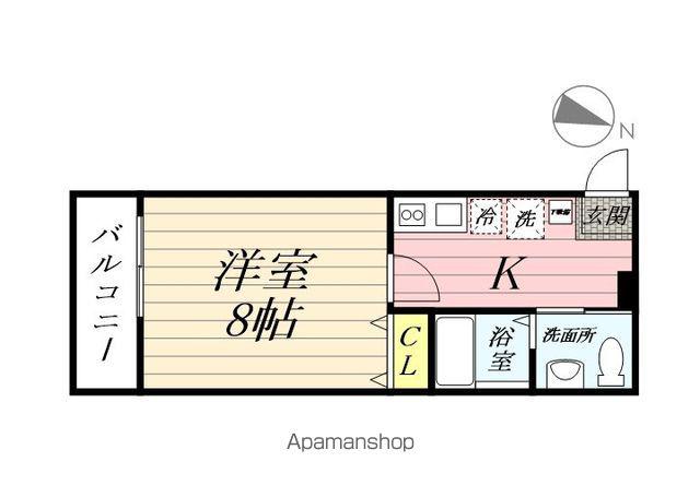 ハーミットクラブハウスピュアプレズン(1K/2階)の間取り写真