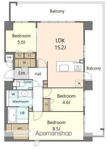 S-RESIDENCE百道AUREATE(3LDK/7階)の間取り写真