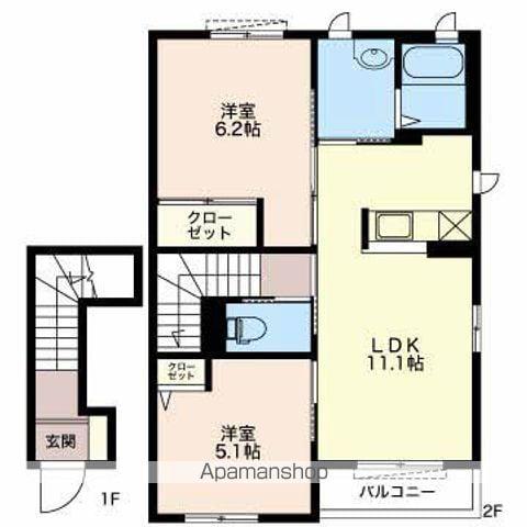 KIコーポレーション上ノ畑A(2LDK/2階)の間取り写真
