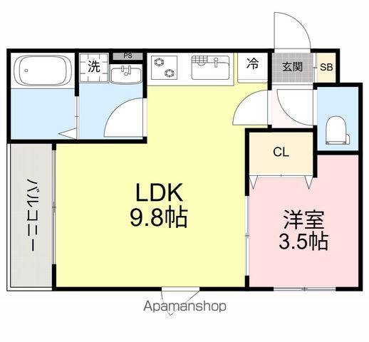 ソルフォート(1LDK/1階)の間取り写真