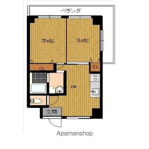 第1アリストマンション(2DK/4階)の間取り写真