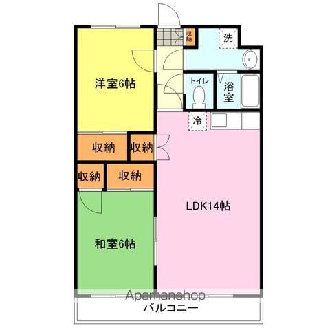 ミレニアムⅡ(2LDK/3階)の間取り写真