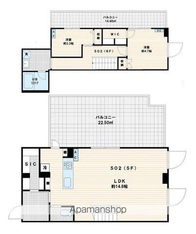 FULLEA代々木(2LDK/5階)の間取り写真
