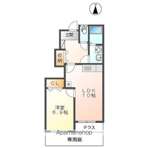 サンパステル(1LDK/1階)の間取り写真