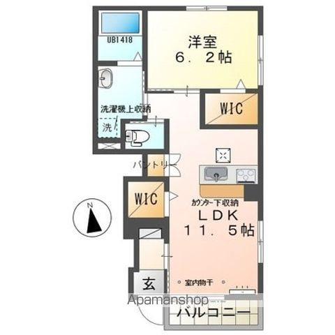 カメリア(1LDK/1階)の間取り写真
