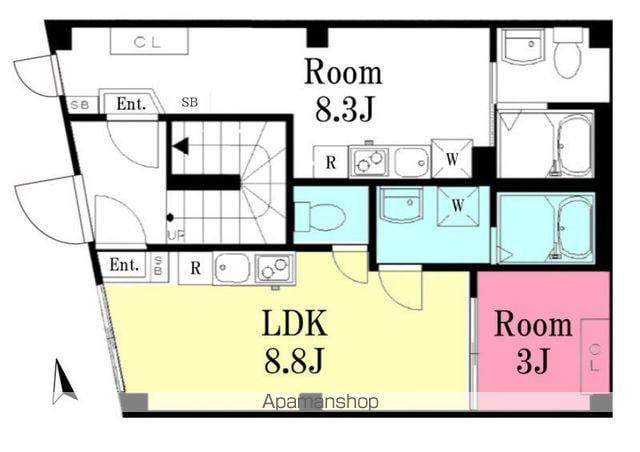ヴィクトワール方南(ワンルーム/4階)の間取り写真