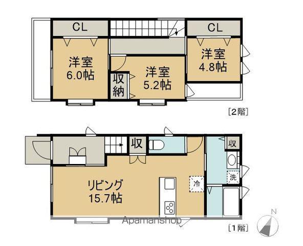 武豊線 亀崎駅 徒歩9分 2階建 築1年(3LDK)の間取り写真