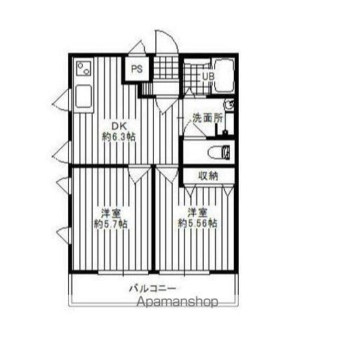 ダイヤモンドクレスト南柏(2DK/4階)の間取り写真