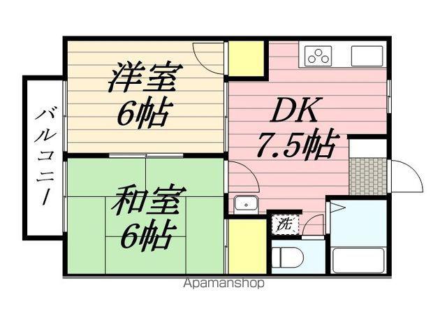エクセレント白水ヶ丘(2DK/2階)の間取り写真