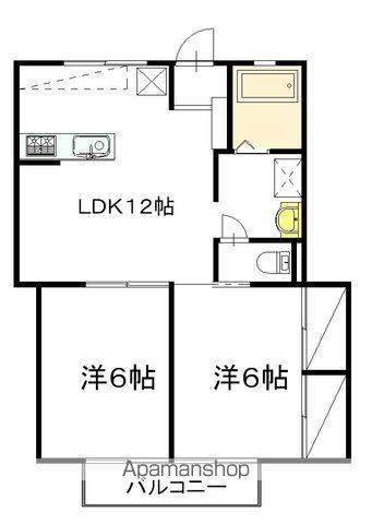 ベルモット高野(2LDK/2階)の間取り写真