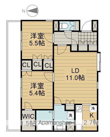 ラナイグレース国立(2LDK/3階)の間取り写真