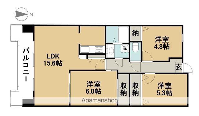 シャトレ愛松稲沢Ⅲ(3LDK/4階)の間取り写真