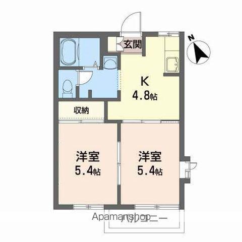 クレスト フジスイ A(2K/2階)の間取り写真