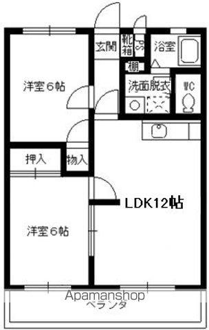 ブライトン別府(2LDK/3階)の間取り写真