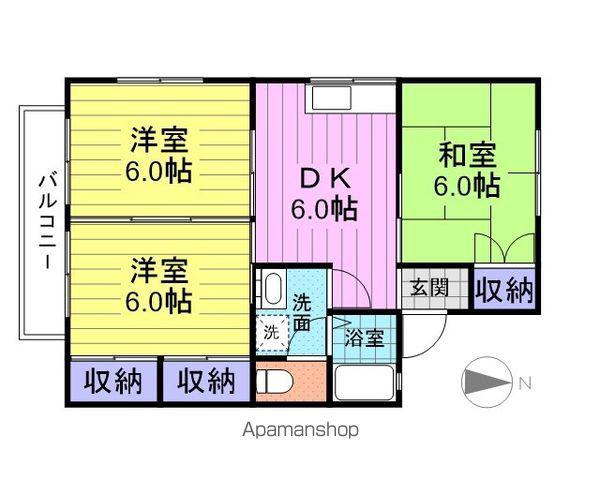 コーポ小野寺 2(3DK/1階)の間取り写真