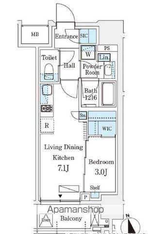 シーズンフラッツ浅草六丁目(1DK/4階)の間取り写真
