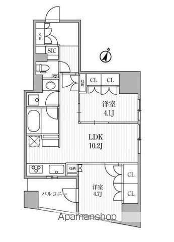 ディームス大手町ノース(2LDK/10階)の間取り写真