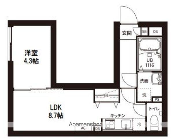 レピュア曙橋駅前レジデンス(1LDK/1階)の間取り写真