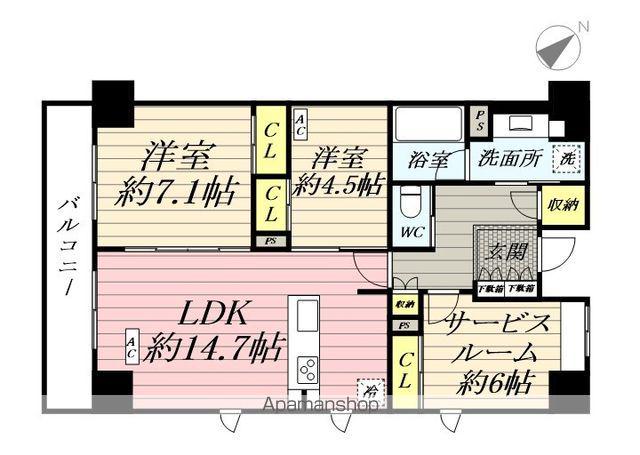 クラシアム神奈川台場(2SLDK/2階)の間取り写真
