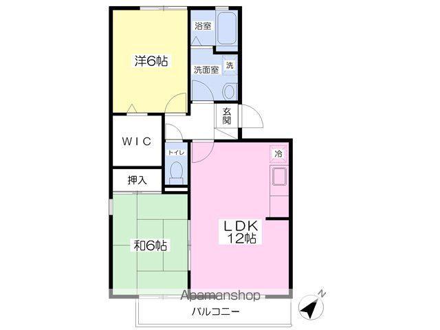 ハイカムールエル(2LDK/1階)の間取り写真
