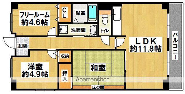 ラ・シーム・フルール石津(3LDK/3階)の間取り写真