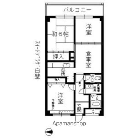 スイートプラザ白壁(3SDK/3階)の間取り写真
