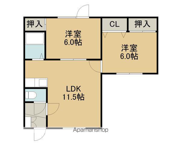 グランドハウスB(2LDK/3階)の間取り写真