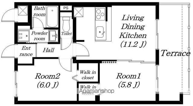 エルオリエンテ(2LDK/1階)の間取り写真