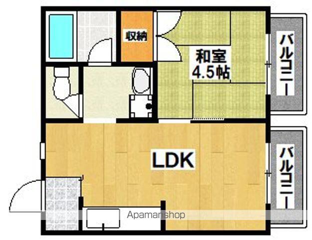 ロイヤルハイツ南(1LDK/4階)の間取り写真