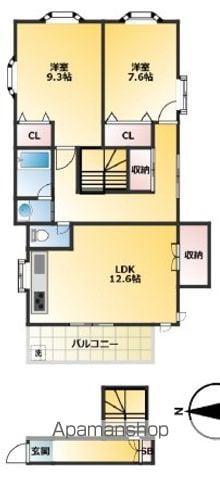 大谷口 一期の家(2LDK/2階)の間取り写真