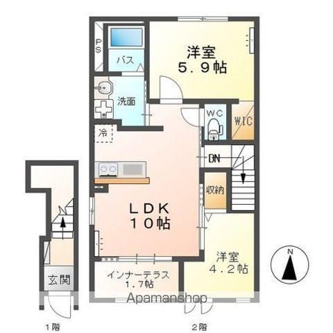 エスパース(2LDK/2階)の間取り写真