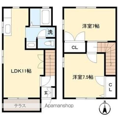 ディアスクレストB(2LDK/1階)の間取り写真