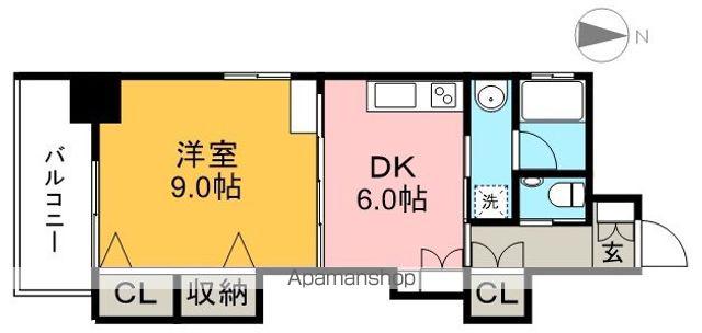 カーサ地球33番地(1DK/3階)の間取り写真