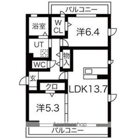 セレニティ(2LDK/2階)の間取り写真