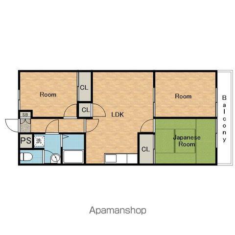 ハイツ山本E棟(3LDK/2階)の間取り写真