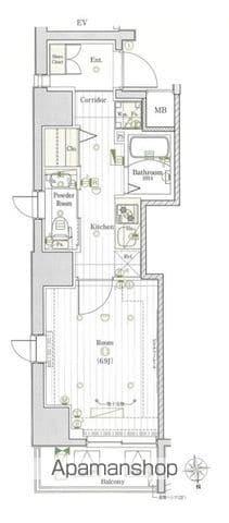 メイクスデザイン神楽坂(1K/2階)の間取り写真