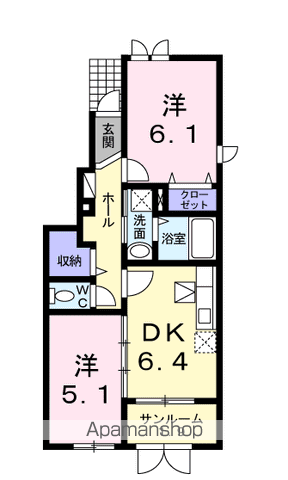 アルモ グローリア Ⅱ(2DK/1階)の間取り写真