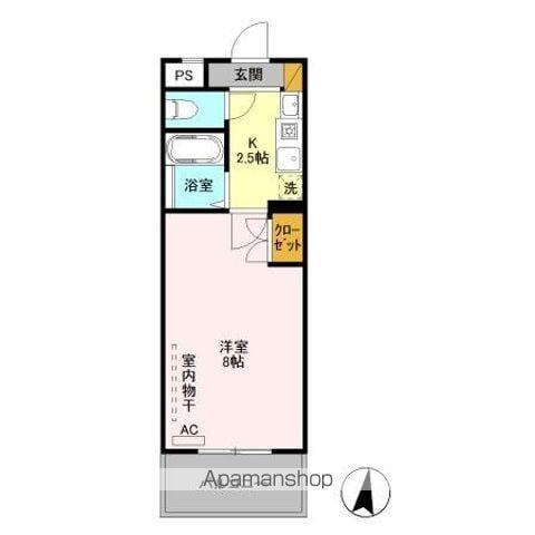 エクセレントコート B棟(1K/2階)の間取り写真