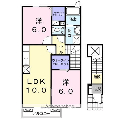 シャルマンハイツ(2LDK/2階)の間取り写真