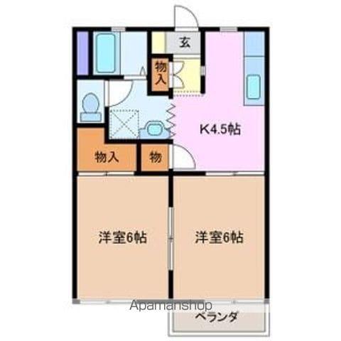 タウニーラークウッド A・B棟(2K/1階)の間取り写真