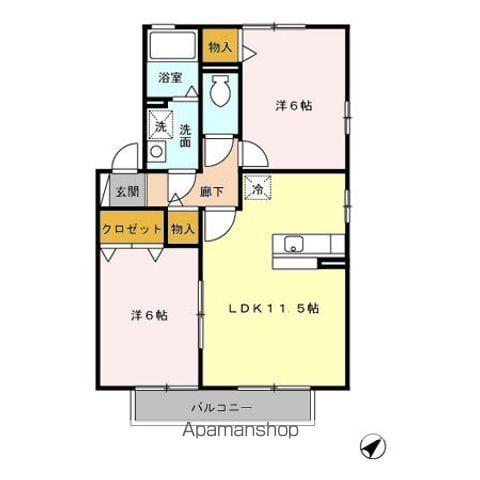 サンマリアン南風A(2LDK/2階)の間取り写真