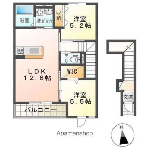 神栖市大野原アパート(2LDK/2階)の間取り写真