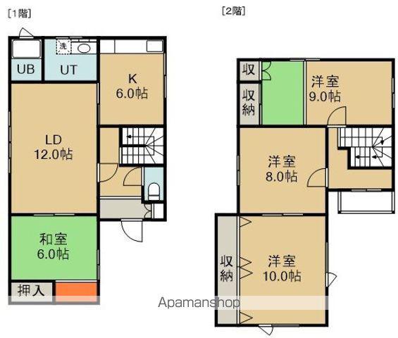 函館市電本線湯川線 杉並町駅 徒歩34分 2階建 築37年(4LDK)の間取り写真